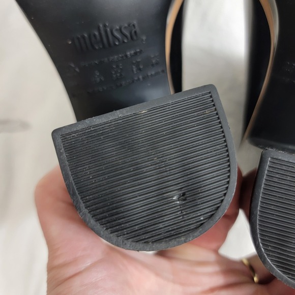 Melissa Classic Chunky Heel Waterproof Rain Boots Square Toe Wellie Black Size 6 - Picture 11 of 16